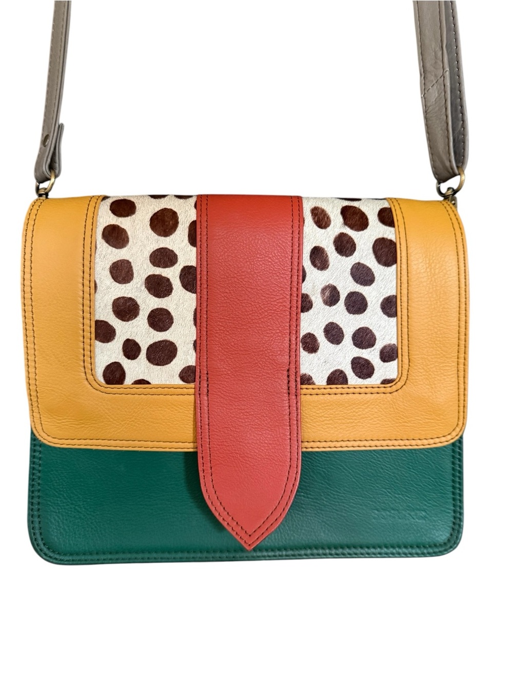Soruka Ivy Leather Colorblock Animal Print Crossbody Adjustable Strap Style